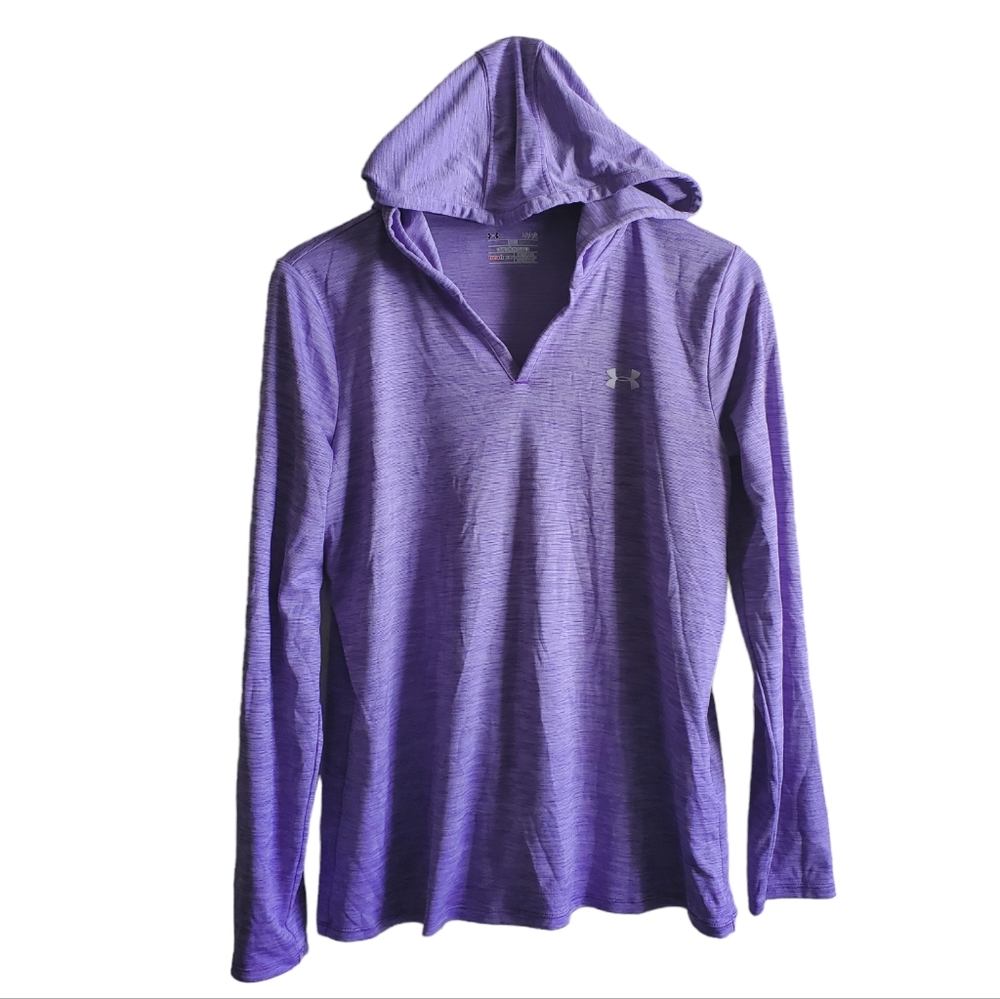 Under Armour Purple Shirt Long Sleeve Hooded V-neck L